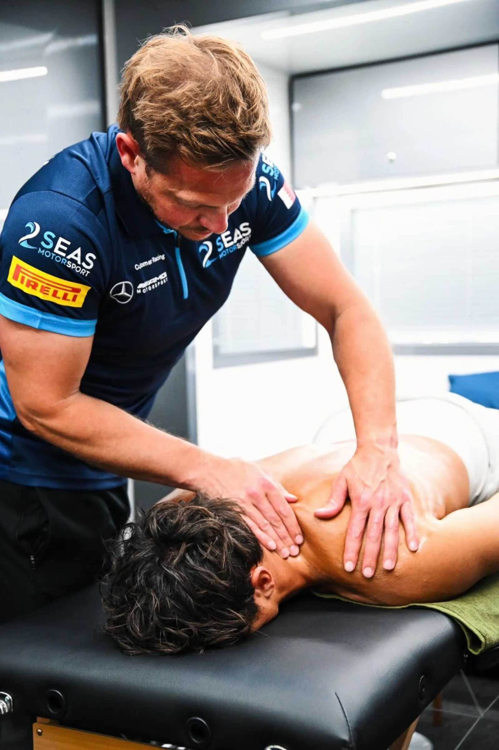 Trackside physio treatment in the paddock
