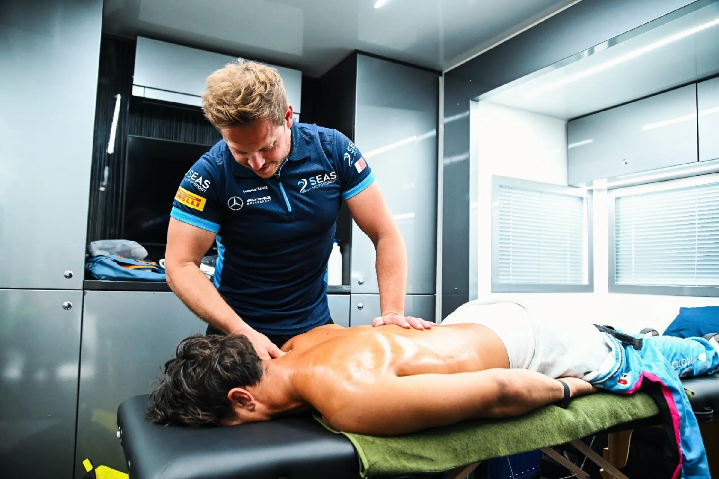 Sports massage in the motorhome