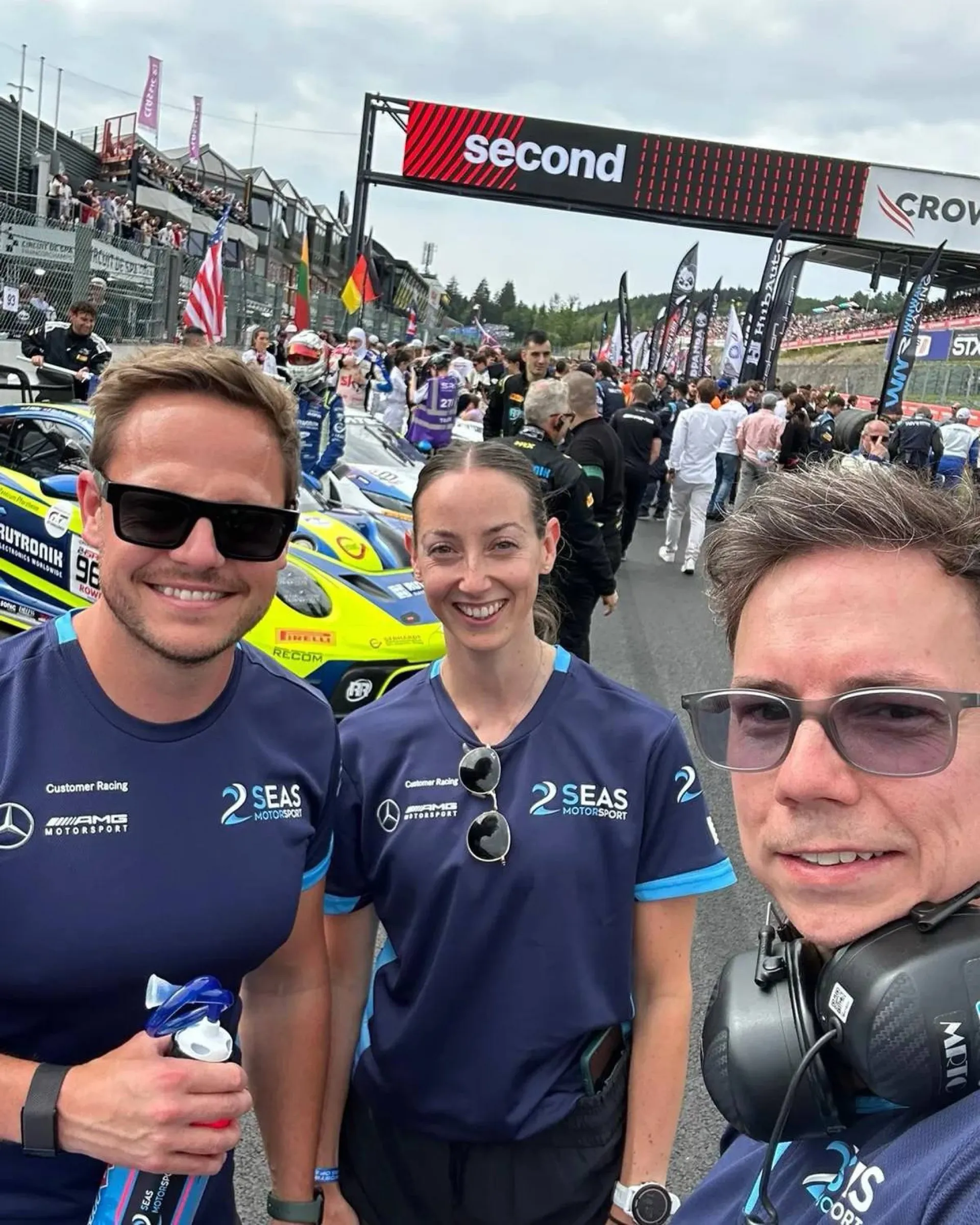 Body Clinic and 2 Seas Motorsport staff in the pit lane